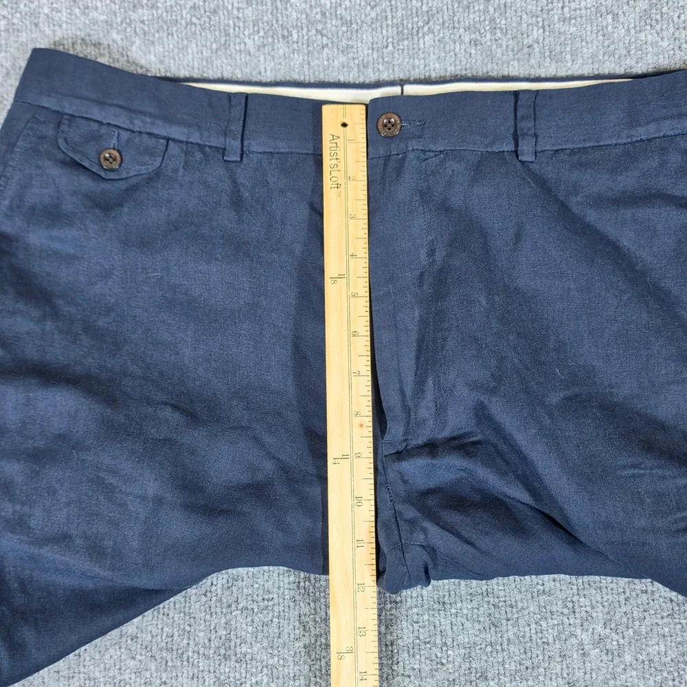 Polo Ralph Lauren Classic Fit Navy Linen Silk Cotton Cuffed Pants Mens 40/32